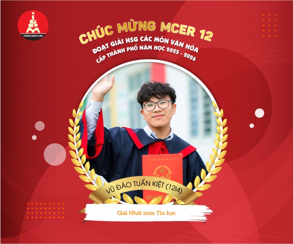 CHÚC MỪNG CÁC MCER 12 ĐẠT THÀNH TÍCH RỰC RỠ TRONG KỲ THI HSG THÀNH PHỐ